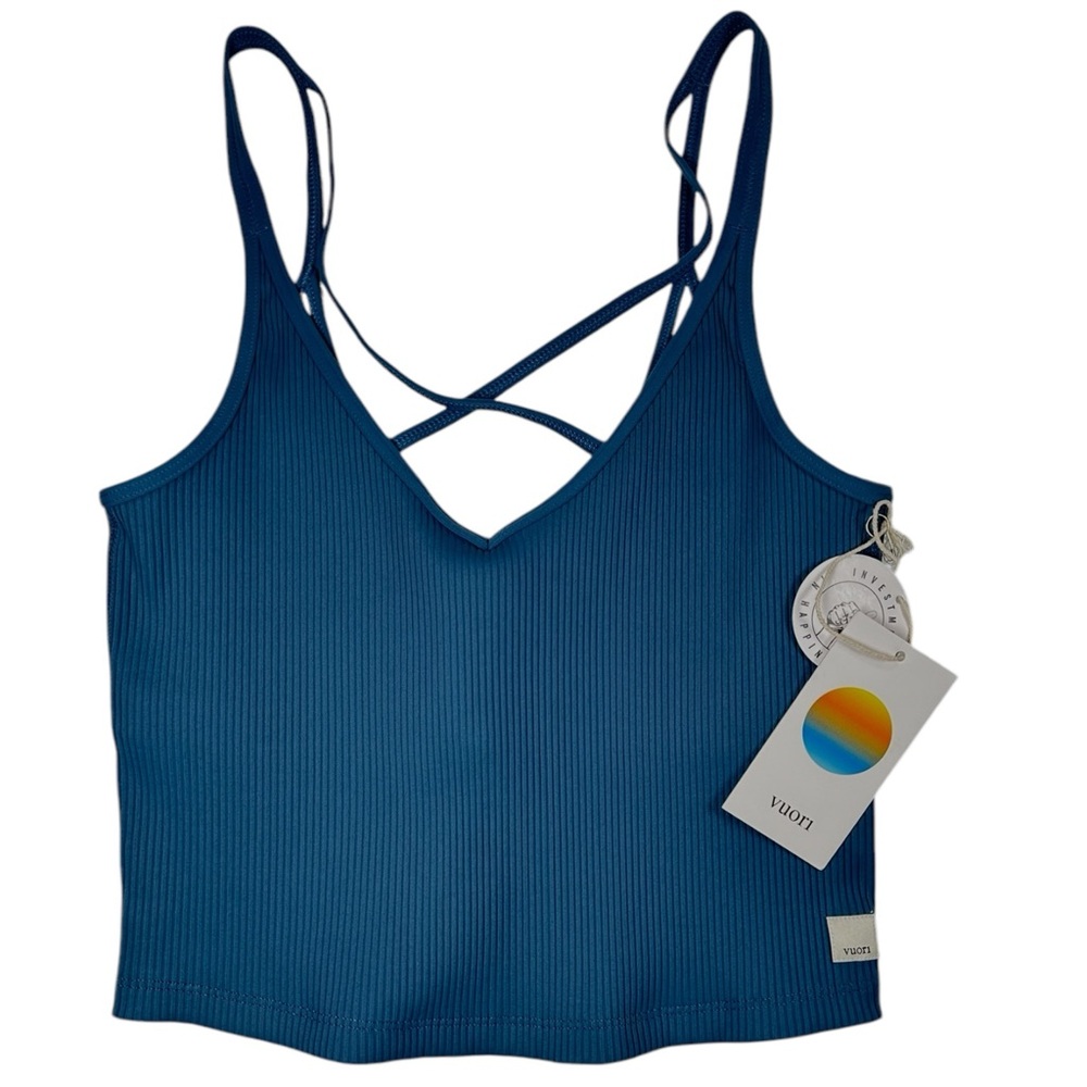 NWT Vuori Women’s Rib Crop Tank Top Size Medium‎ Pool Blue